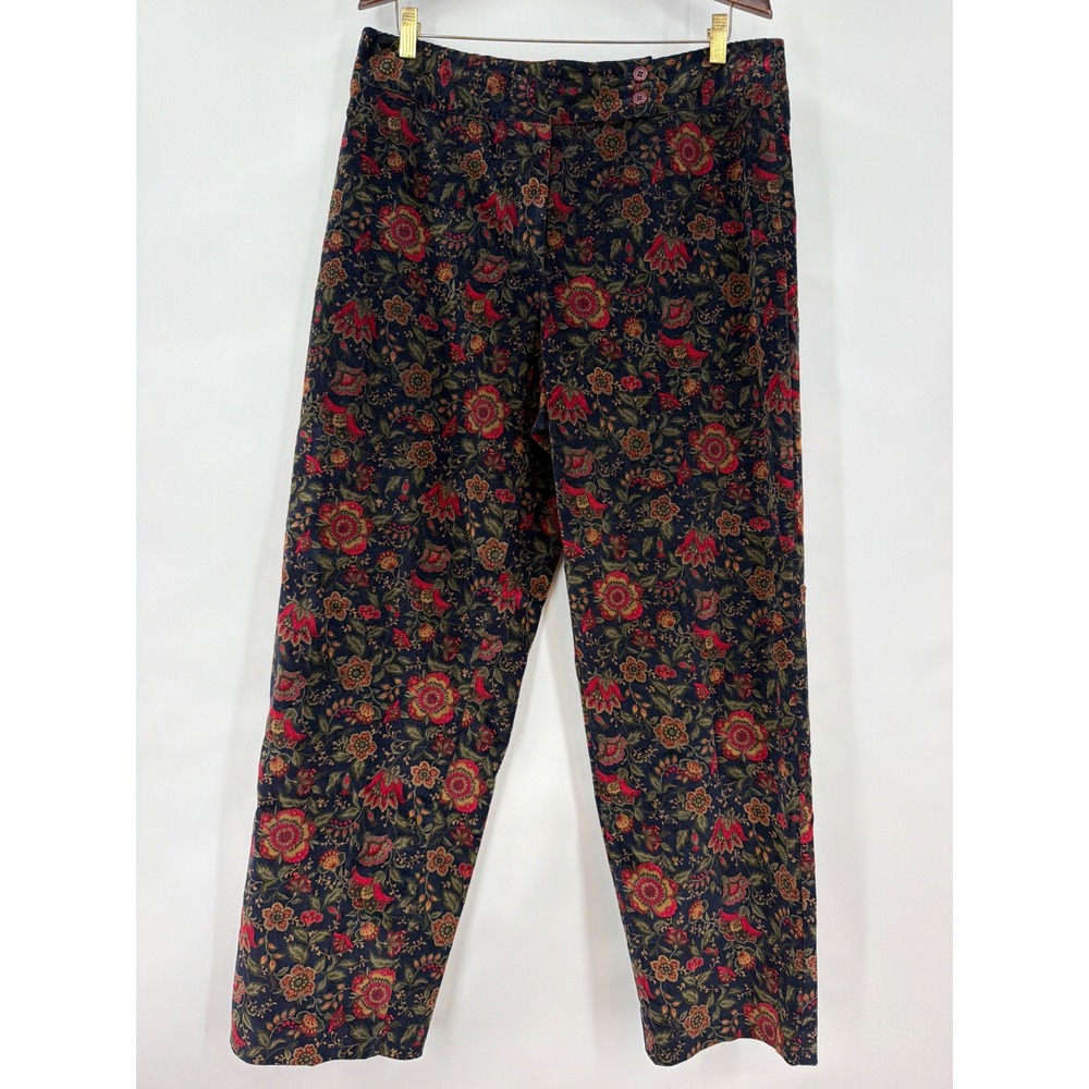 Vtg Talbots Floral Corduroy Pants 16 Navy Tapestry Straight Leg Cottagecore